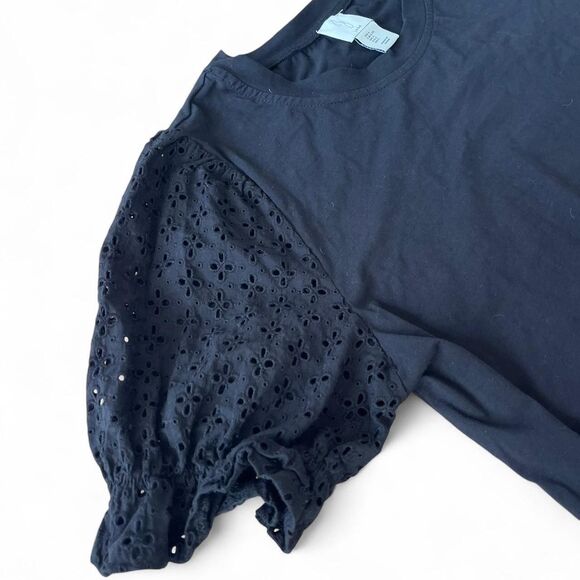 Joie black eyelet sleeve $150 blouse. Size large - Picture 4 of 7